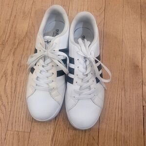 Adidas Grand Court White Leather Sneakers with Black Stripes
